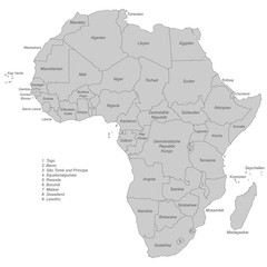 Afrika - Karte in grau (beschriftet)