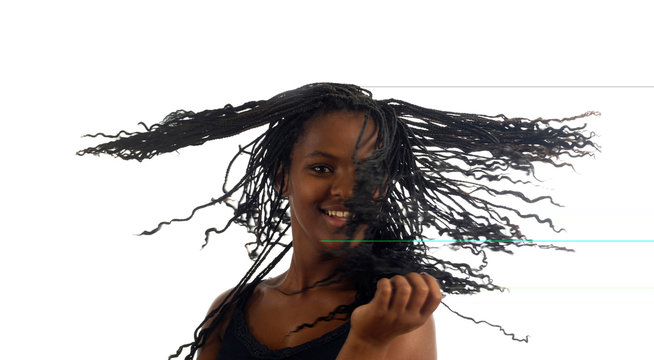 Portrait Of Young Black Teenager Woman Dancing