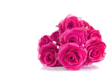 Naklejka premium bouquet of pink plastic roses ,with blank space for add text