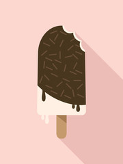 Chocolate Dipped Vanilla Ice Cream Bars icons in flat design with long shadow,vector