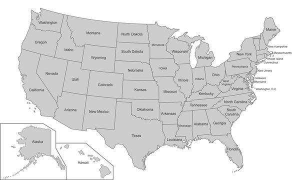 USA - Karte in Grau (einzeln)