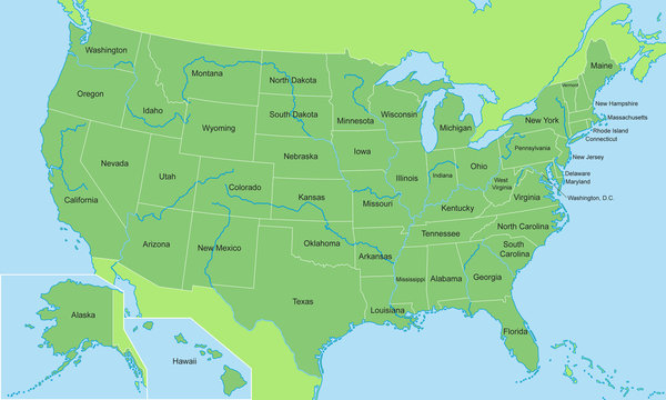 USA - Karte in Grün (mit Alaska)