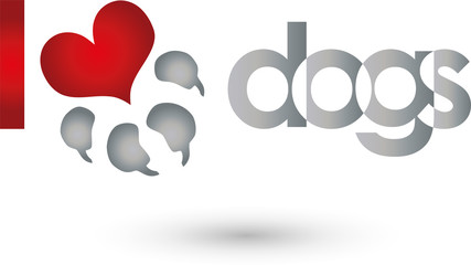 Dogs Logo, Pfote und Herz, Hunde