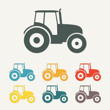 Tractor icon. Transportation flat icon. Vector illustration.