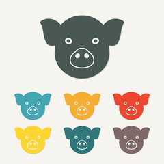 Pig head or face icon. Agriculture and farming concept. Vector.