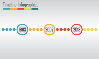 Timeline Infographics template. Horizontal design elements. 