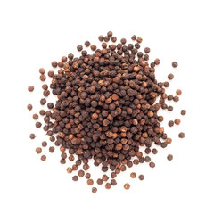 Top view of Organic Black pepper (Piper nigrum) isolated on white background.