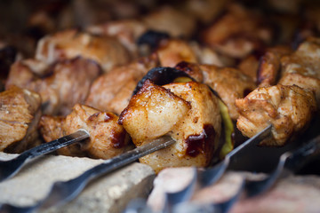 Tasty pork barbecue just cooked