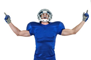 Happy American football player with arms outstretched © WavebreakmediaMicro