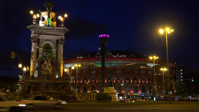 A roundabout in central Barcelona Spain.