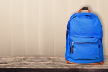 Blue backpack.