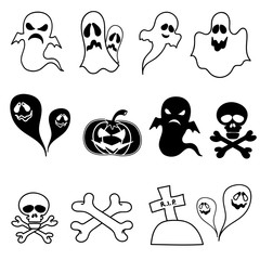 SET vector brush halloween element on white background