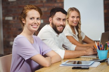 Portrait of happy business colleagues 