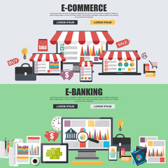 Flat design concepts e-commerce