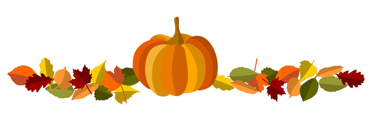 Herbstblätter Banner mit Kürbis