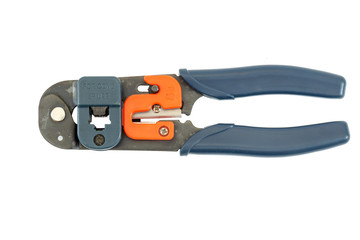 Ethernet crimping tool isolated on a white background. Tools se