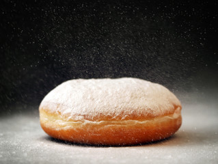 Donut on black background