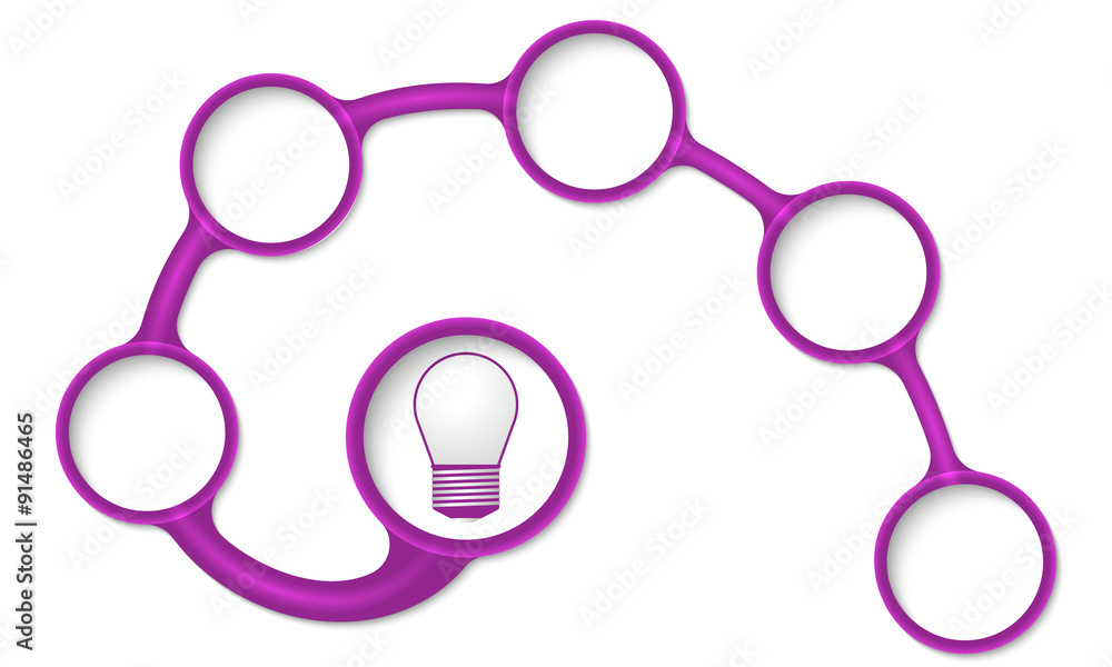 Poster purple circular text boxes for your text and bulb