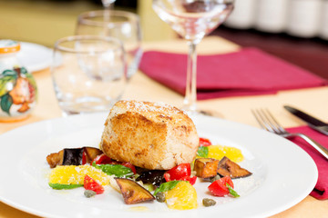 swordfish crusted with steamed vegetables