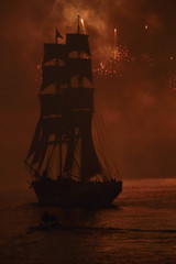 Fireworks over the city of St. Petersburg  on the feast of 