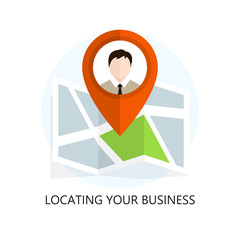 Flat Colored Location Icon. Locating Your Business.