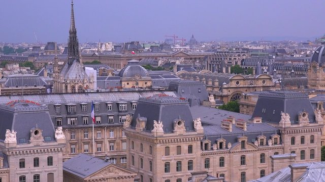 High angle view over the rooftops of Paris.