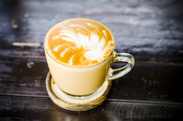 Hot coffee on the table