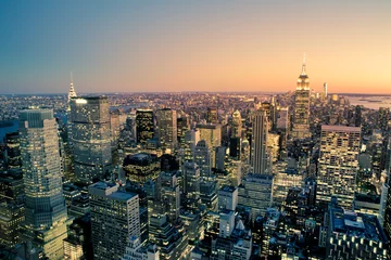 Poster Manhattan New York City Cityscape skyline at dusk © littleny