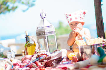 Happy children cook. Funny kids playing outdoors. Summer vacation concept