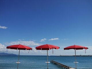 red parasols