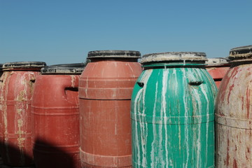 Naklejka premium Old Empty Plastic Drums_5743