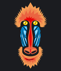 Naklejka premium Mandrill monkey head, vector icon