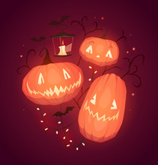 Obraz premium Happy Halloween card, background, poster. Vector illustration.