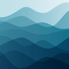 Abstract water nature landscape. Decorative square background. Vector graphic template.