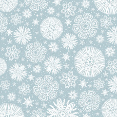 Grey background with snowflakes, vector