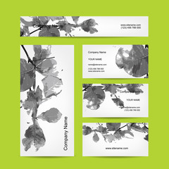 Business cards design, abstract leaf background