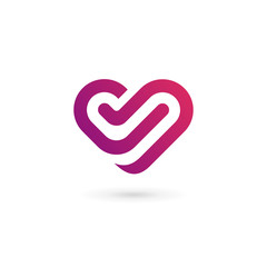 Letter V heart symbol logo icon design template elements