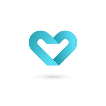 Letter V heart symbol logo icon design template elements