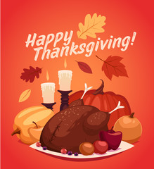 Happy Thanksgiving card, background, poster. Vector illustration.
