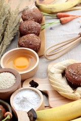 Banana cake of delicious and  banana ripe with making cake.