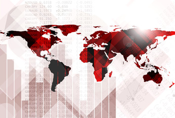 Forex concept with world map background (World map derived from NASA)