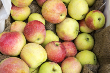 Fresh apples in a box