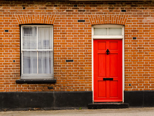 Red Wooden Painted Front Door