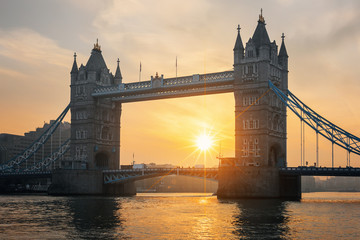View of famous Tower Bridge at sunrise