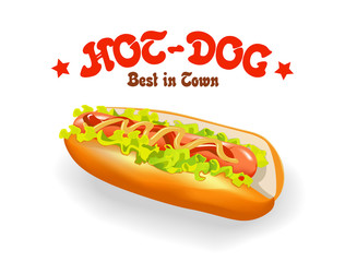 vector illustration of delicious hot dog