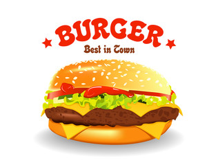 burger vector illustration. Hamburger on white background