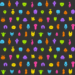 Cute monsters seamless pattern