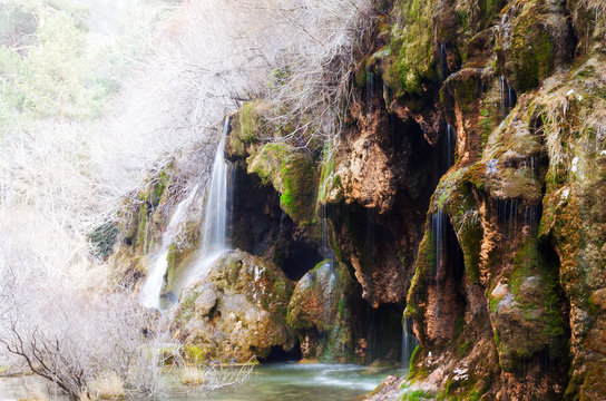Waterfall in natural grot