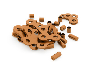 Bicycle chain rendered on white background