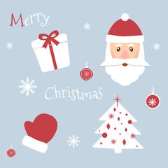 Set of Christmas symbols. New Year theme. Vector illustration.